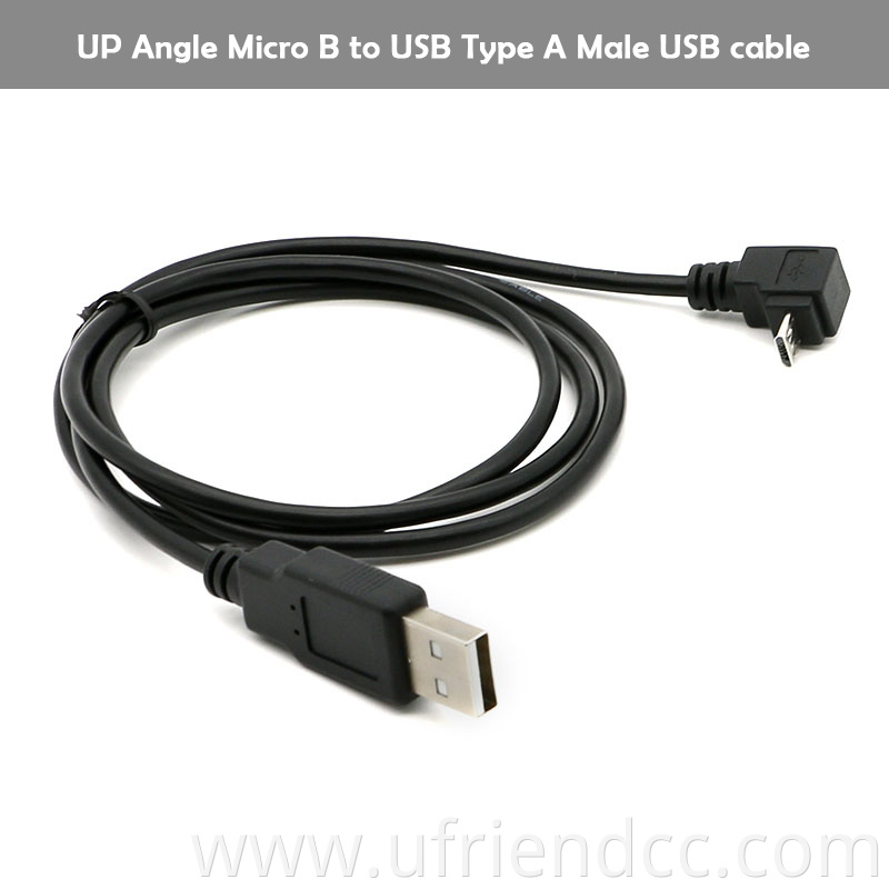 OEM Factory Data Sync Charging Micro B Type C Right Angle USB Cable Data Sync&charging PVC Black or White 4C or 2C CE, RHOS